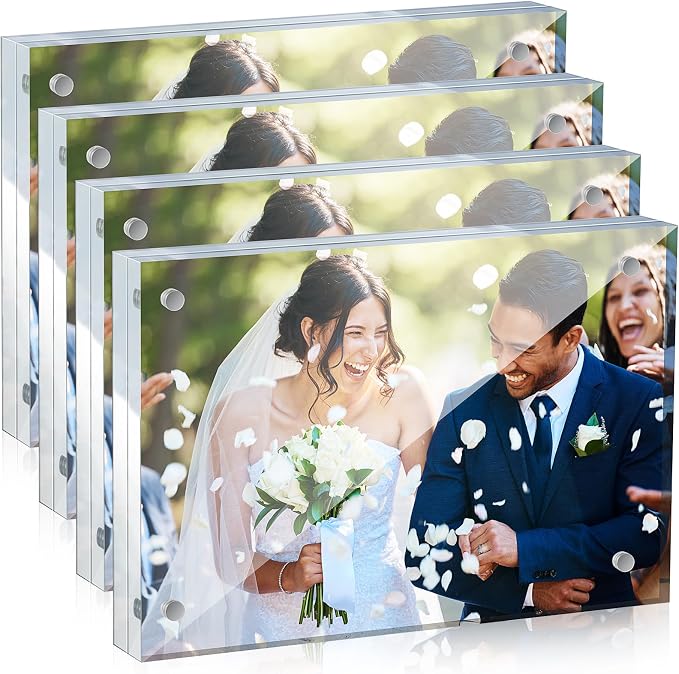 Yalikop 8 Pcs 4 x 6 Inch Thick Clear Acrylic Magnetic Photo Frames, 20mm Thickness Double-sided Transparent Visible Picture Frame Desktop Display for Home Office School Store Supplies by Yalikop