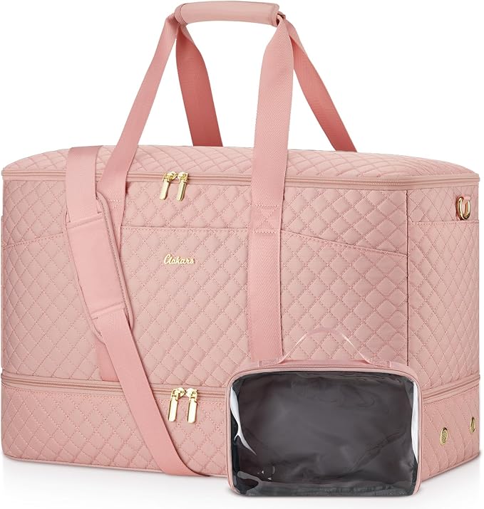 Duffle Bag for Travel, 40L Weekender Bag with Shoe Compartment, Carry On Overnight Bag for Women with Toiletry Bag Duffel Bags with Wet Pocket for Gym Hospital Bags for Labor and Delivery Pink by Unknown