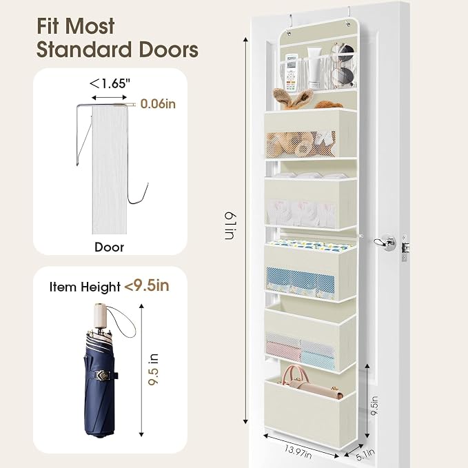 1Pack Over The Door Organizer Large Capacity Hanging Storage Room Organizer | 40 lb Capacity, Ultra-Sturdy, Detachable, Mesh Design with Clear Window, Space-Saving Organizer for Pantry, Nursery & Closet - Image 2