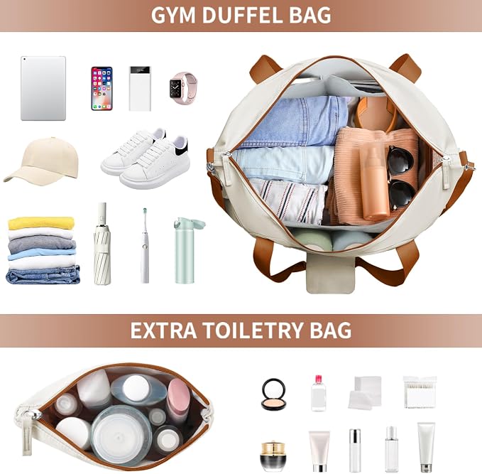 Gym Bag for Women, Personal Item Travel Bag with Shoes Compartment for Trip | Weekender Overnight Duffel Bag with Wet Pocket, Hospital Bag for Women Labor Delivery, Carry On Bag for Travel, Gym, Weekend - Image 3
