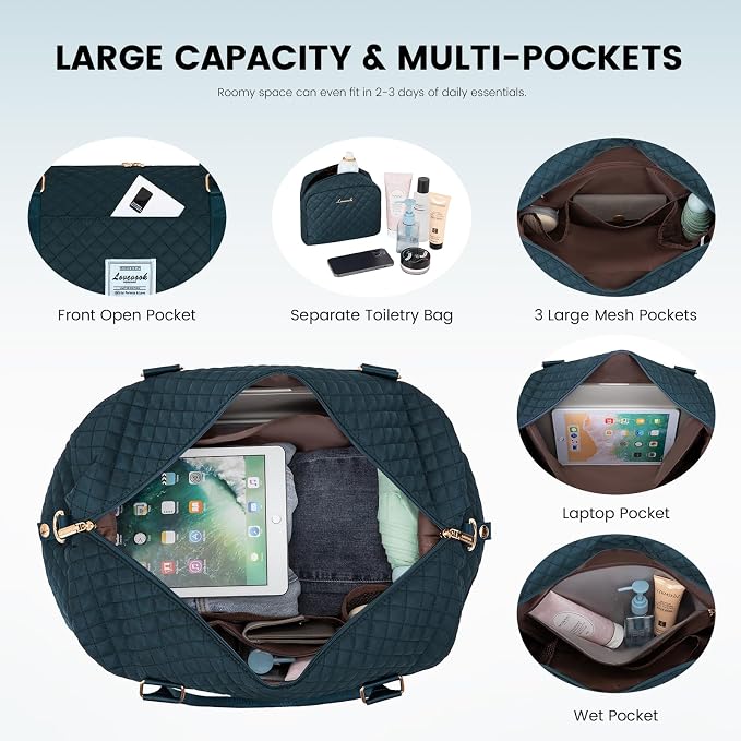 LOVEVOOK Travel Duffle Bag,Weekender Bags for Women with Shoe Compartment，Carry on Overnight Bag with Toiletry Bag,Gym Duffel Bag with Wet Pocket, Hospital Bags for Labor and Delivery - Image 3