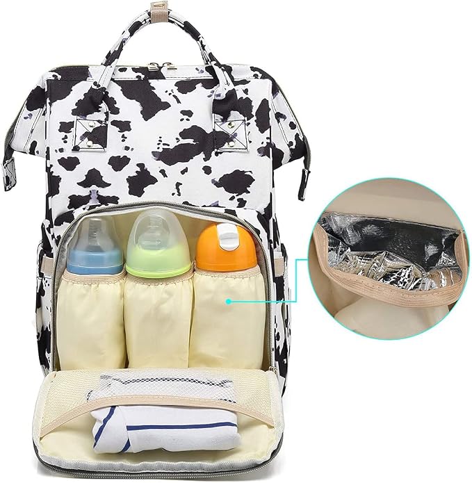 Large Capacity Baby Diaper Bag Backpack Waterproof Travel Nappy Diaper Bags Cute for Girls Boys (Cows) - Image 5