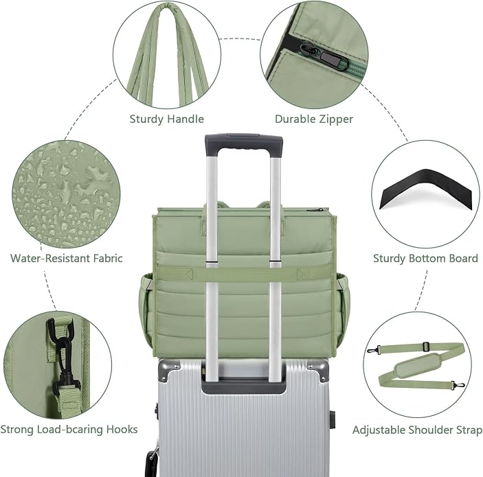 Diaper Bag Tote for Baby, Large Hospital Mommy Bag for Labor Delivery | Lightweight Puffy 4pcs Diaper Tote with Changing Pad, Toiletry Bag and Pacifier Case, Travel, Hospital, Newborn Essentials - Image 5