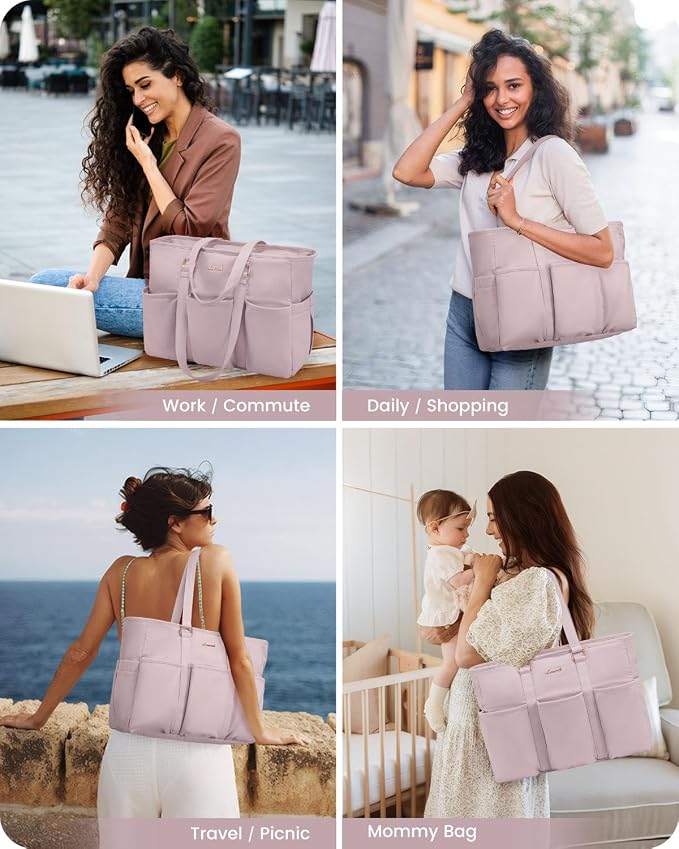 LOVEVOOK Teacher Nurse Tote Bag for Women Work, 15.6 Inch Laptop Bag With Large Cup Holder, Utility Everything Bag For Travel College Daily, Professional Computer Purse Handbag With Multi Pockets - Image 9