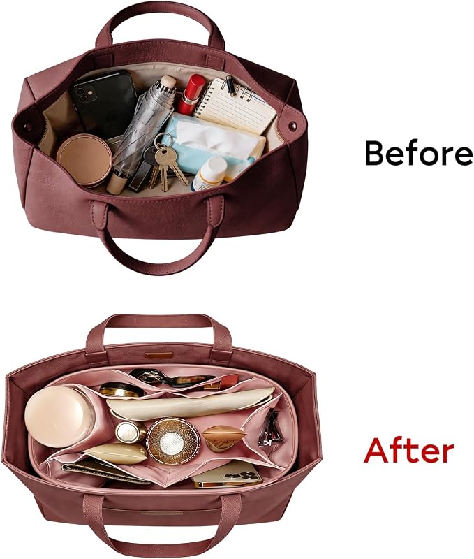 GIVLEFLY Purse Organizer Insert for Tote Bag, 9.84 Inch Satin Bag Organizer, Multi Pocket Handbag Organizer for Everyday Totes - Image 7
