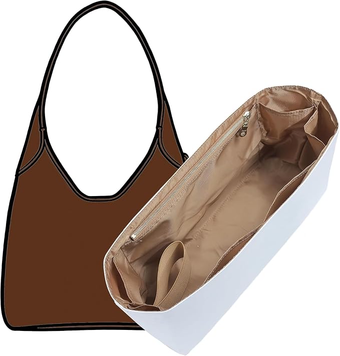 Tyvek Purse Organizer Insert for Coach Brooklyn 39 Shoulder Bag | Lightweight Waterproof Bag Insert, 9 Pockets Storage, Bottle Holder, YKK Zipper Pocket, Tote Handbag Dividers, White Maple by OAIKOR