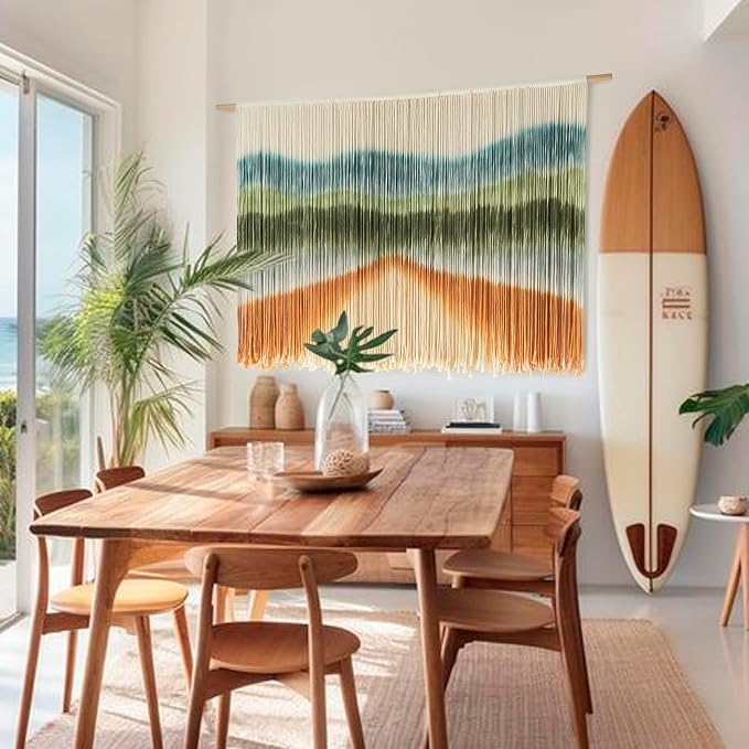 IOWER Macrame Wall Hanging Dip Dyed Mountain Wall Art Fiber 57" W*35" L | For Bedroom Living Room Nursery, Wedding Backdrop,Modern Style, Rustic Home Accent, Farmhouse Decor, Housewarming Gift - Image 4