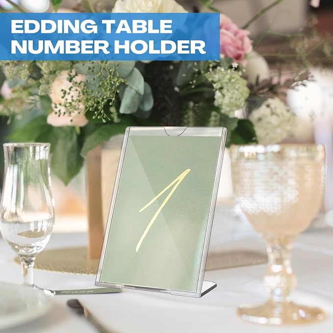 Maitys 100 Pack 4x6 Acrylic Picture Frame Clear Frame Bulk | Vertical Photo Self Standing Brochure Holders Price Display Signs L-shape Frames for Wedding, Restaurant, Office, Desktop - Image 5