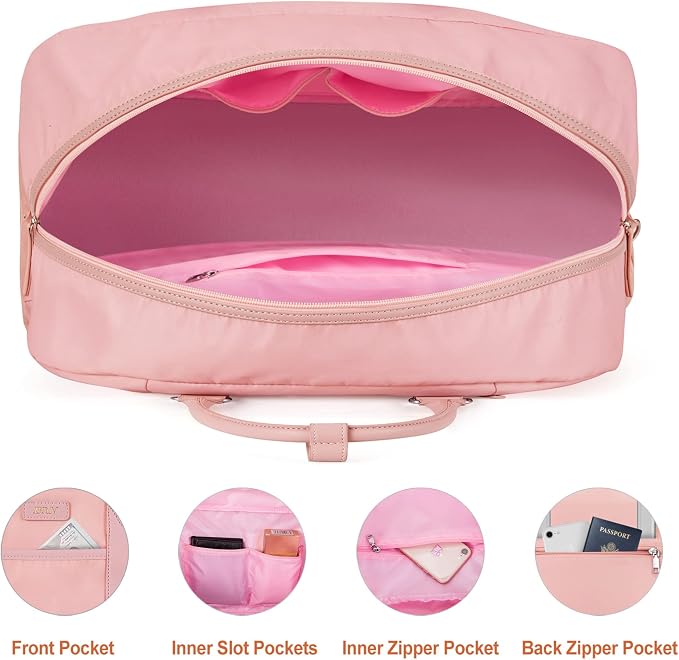 Weekender Bag for Women, Large Overnight Bag Canvas Travel Duffel Bag Carry On Tote with Shoe Compartment 21" 3Pcs Set - Image 5