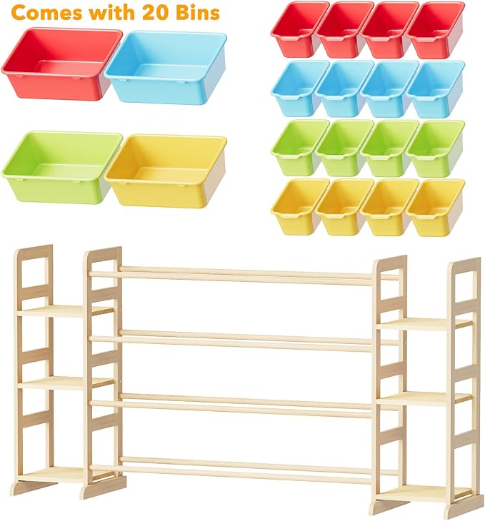 SpaceAid Toy Storage Organizer with 6 Shelves and 20 Bins, Toy Organizers Storage Bookshelf, Kids Bin Shelf Toys Box Bookcase for Bedroom Playroom Organization Room Decor, Multi-Colored - Image 7