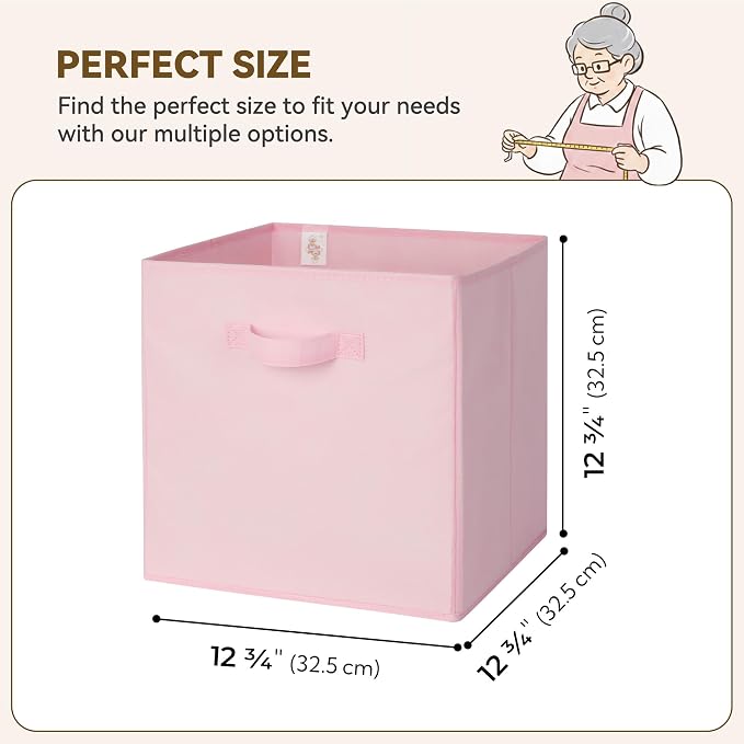 GRANNY SAYS 13x13 Cube Storage Bins, Pink Gradient, 6-Pack | Collapsible, Cube Storage Organizer with Thickened Base Plate, Sturdy Handles, Decorative Baskets for Shelves, Closet - Image 6