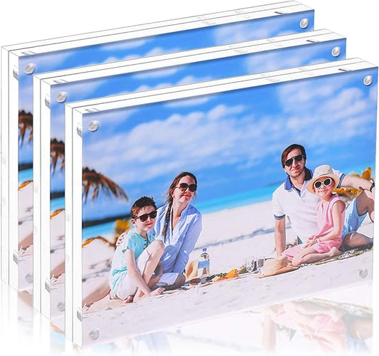 3Pack 8x10 Acrylic Photo Frames Double Sided Magnetic Picture Frame | with Stand Double Sided 10mm frame,placed vertically,laid flat,or attached to the fridge,for Family, Baby, Friend Best Gift by JUOIFIP