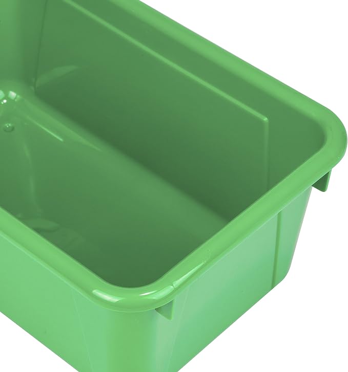 Storex Small Cubby Bins – Plastic Storage Containers for Classroom with Non-Snap Lid, 12.2 x 7.8 x 5.1 inches, Green, 5-Pack (62409A05C) - Image 5