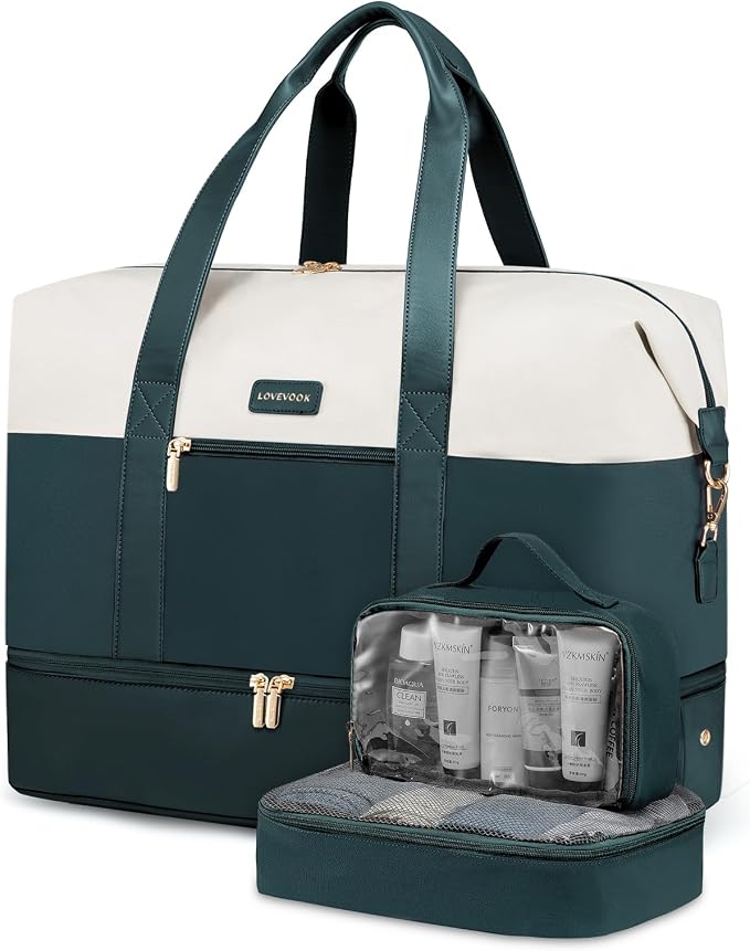 LOVEVOOK Weekender Bag for Women, Large Duffle Bag for Travel with 2 Packing Cubes, Carry on Overnight Bag with Shoe Compartment, Mom Hospital Bags for Labor and Delivery by LOVEVOOK