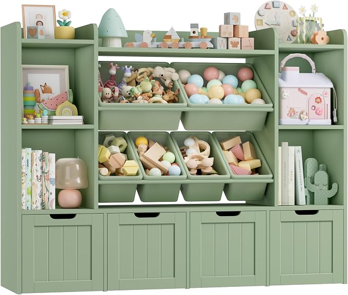 Toy Storage Organizer with Movable Drawer Toy Organizer for Kids | Large Toy Organizers and Storage with 6 Storage Cubbies, Kids Toy Storage and Toy Chest for Playroom and Kids Room, Green - Image 6