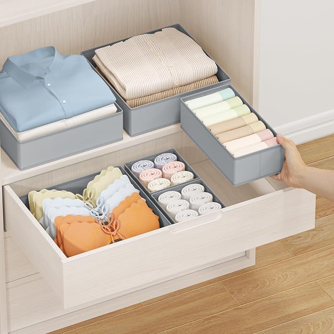 DIMJ Drawer Organizer Clothes Storage - 24 Pack Baby Dresser Organizer for Nursery, Foldable Closet Drawer Organizer Bins for Bedroom Organization, Fabric Storage Dividers for Socks, Underwears, Bras - Image 4