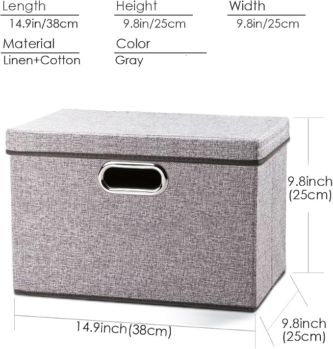 Foldable Storage Boxes with Lids [1-Pack] Linen Fabric Collapsible Storage Bins Organizer Containers Baskets Cube with Cover for Home Bedroom Closet Office Nursery (14.9x9.8x9.8) - Image 5