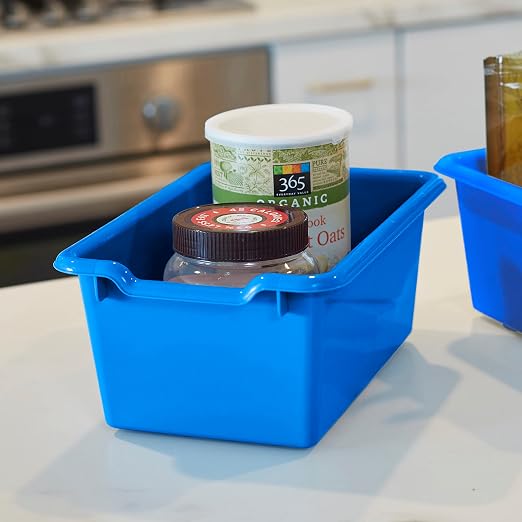 ECR4Kids Scoop Front Storage Bins, Multipurpose Organization, Blue, 10-Piece | Durable plastic, GREENGUARD Gold Certified, 1.2 gallon capacity, lightweight & nestable, built-in handle, classroom/home use - Image 9