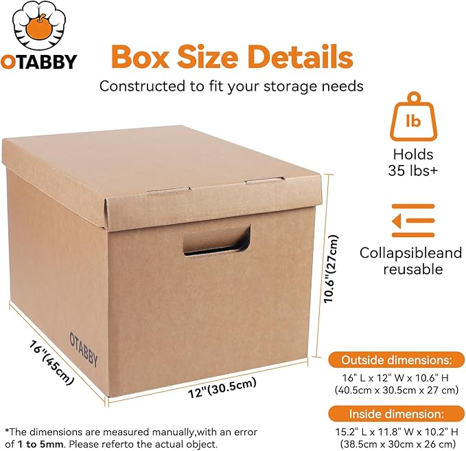 File Storage Boxes with Lids, Photo Storage, Letter/Legal Size, 4-pack | Heavy-Duty Kraft Board with 3-Ply Reinforced Walls, Handles and Lids for Long-Term File and Photo Storage,12x16x10 Inches - Image 2