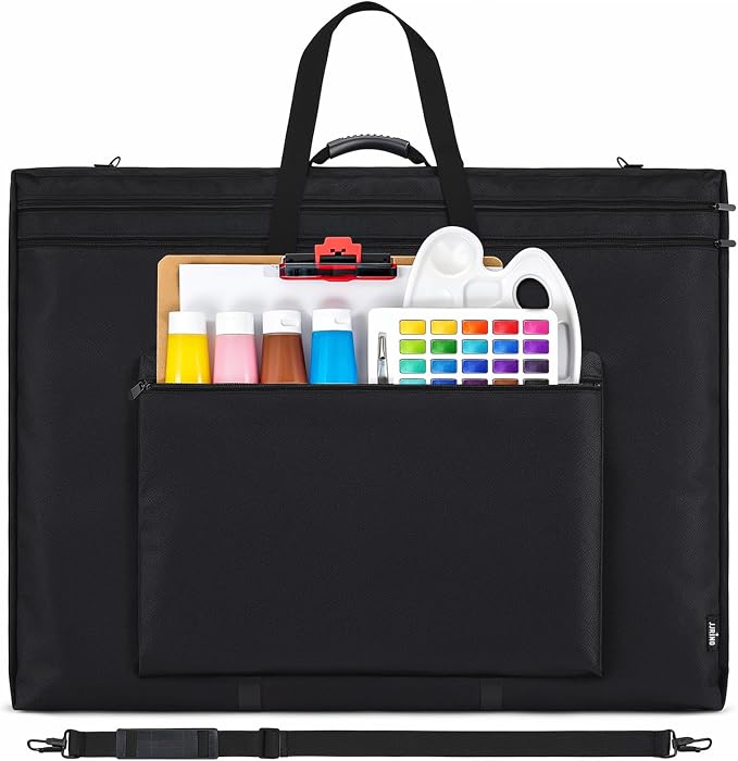 JJRING 36x48 Art Portfolio Tote Bag With Shoulder Strap, Black | Large Carrying Storage Case With Handle For Artwork, Posters, Canvas, And Drawing Boards by JJRING