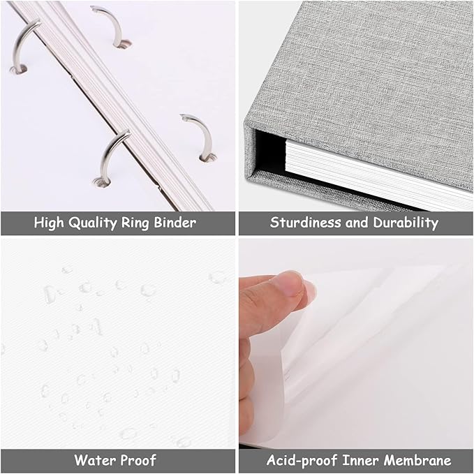Zesthouse Photo Album Self Adhesive with Picture Display Window, 3-Ring Scrapbook Albums 60 Pages Holds 8x10 5x7 4x6 Photos, DIY Photo Book Ideal Gift for Family Wedding Baby - Image 5