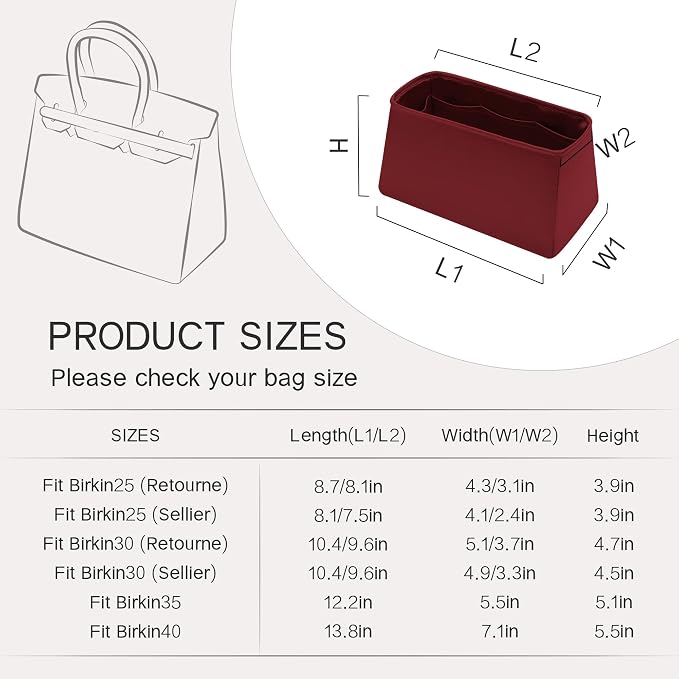 Fits for Brikin Bag Insert Organizer For Hermes(30 S,Rouge H) | Premium Silk Material,Smooth Touch,Lightweight,zipper,protect from scratches & stains,multiple pockets,keychain,waterproof - Image 8