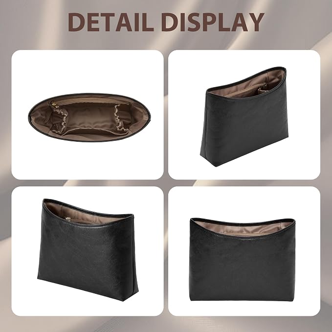 Brooklyn 28 Bag Insert, Purse Organizer Insert for Coach, Black Maple | Waterproof Dupontpaper For Coach Brooklyn Shoulder Bag 28, Lightweight, 5 Compartments Zipper Pocket, Elastic Holders - Image 9