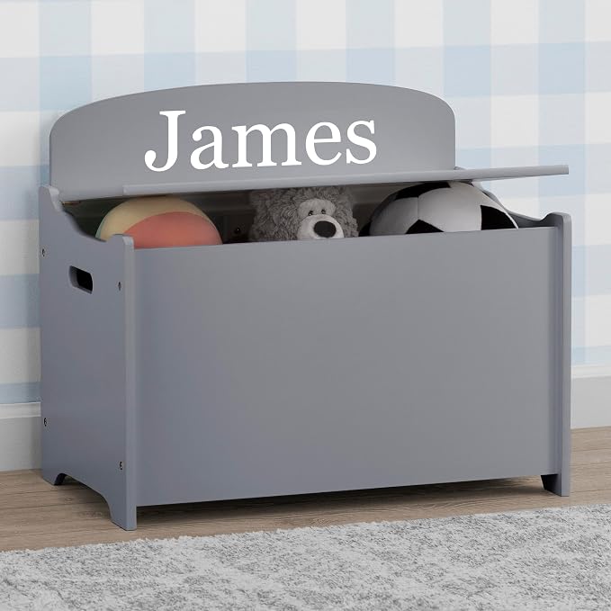Delta Children Personalized MySize Deluxe Toy Box, Grey - Image 4
