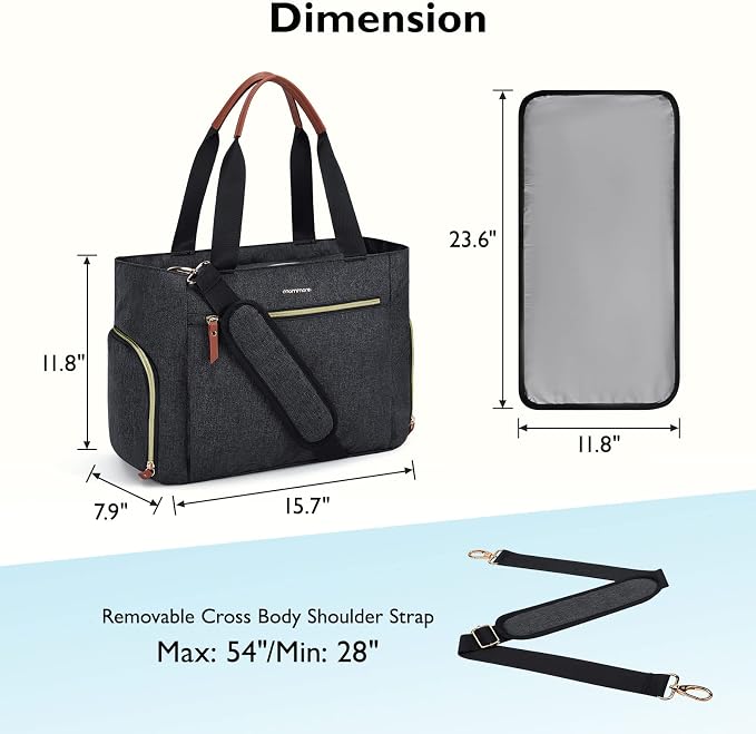 mommore Breast Pump for Spectra S1/S2 & Medela, Diaper Bag Travel Tote | Pumping Tote Bag with Insulated Pockets, Work Bag for Breastfeeding Mom with 15" Laptop Sleeve & Changing Pad - Image 4
