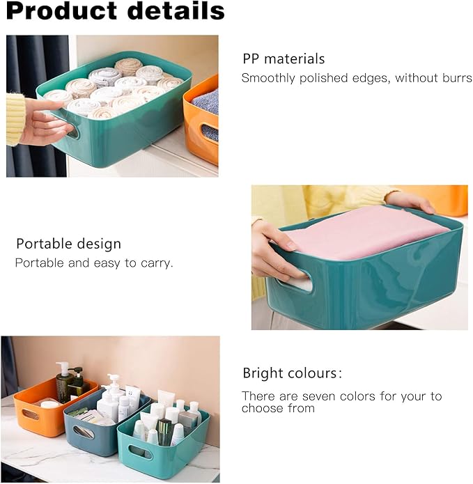 OWill 7 Pcs 2.1 L Plastic Storage Bins and Baskets for Efficient Home Classroom Organization Small Containers in Multicolour for Kitchen, Cupboard box, and Bathroom Organizer on Shelves and Tubs - Image 3