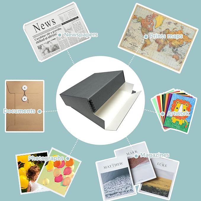 Golden State Art, Archival Storage Box, Gray, 9.75x12.75x3 Inch, Pack of 2 | Acid-Free Museum Box with Metal Edge Corner, for Storing Artwork Photos Documents Prints Arts And Crafts - Image 7