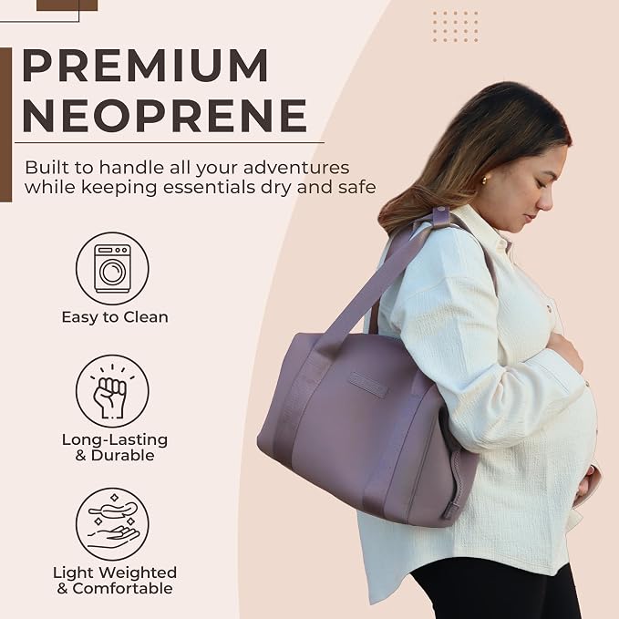 Small Diaper Bag Tote - Lightweight 12x7x8 in Neoprene Diaper Bag with Changing Pad and Pouch, Water-Resistant - Image 7