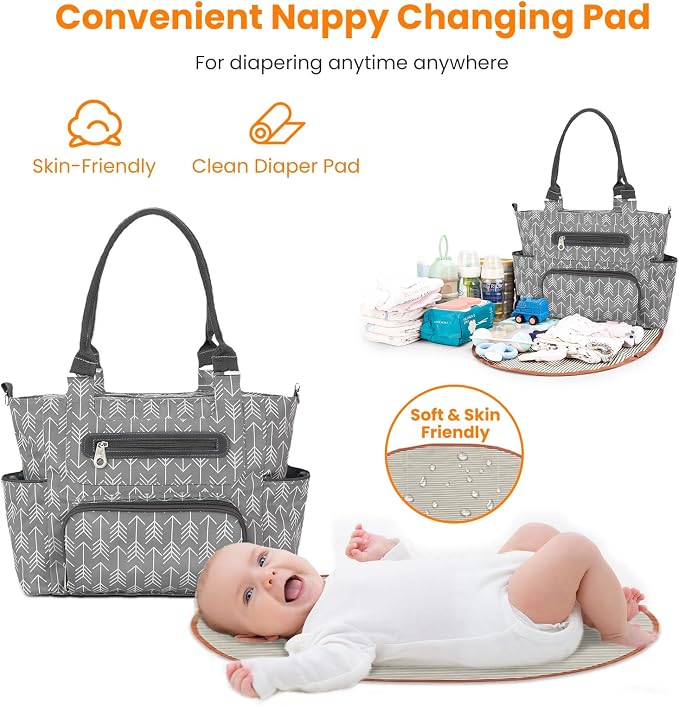 Moclever 8pc Diaper Tote Set, Baby Essentials with Multifunctional Diaper Bags, Bottle & Mesh Bag - Image 7