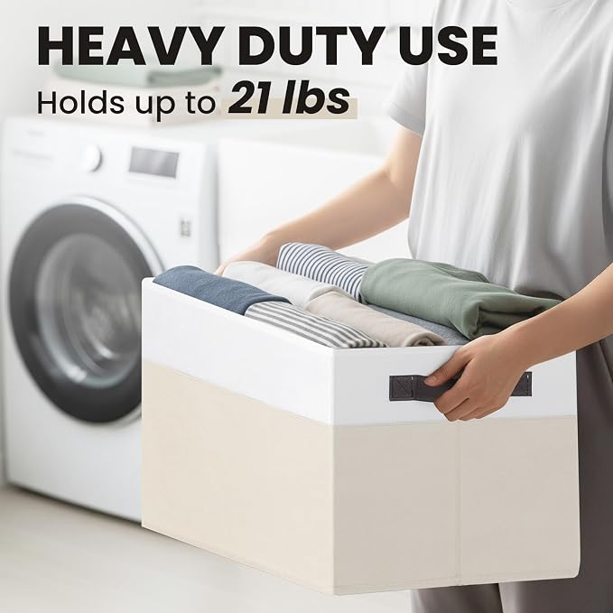 Large Closet Organizer Bins with Lids 8 Pack - Nursery Storage Baskets for Shelves Bedroom Dorm - Stackable RV Closet Organization Cubes Box with Handles for Clothes Purse Blanket Towel Magazine - Image 3