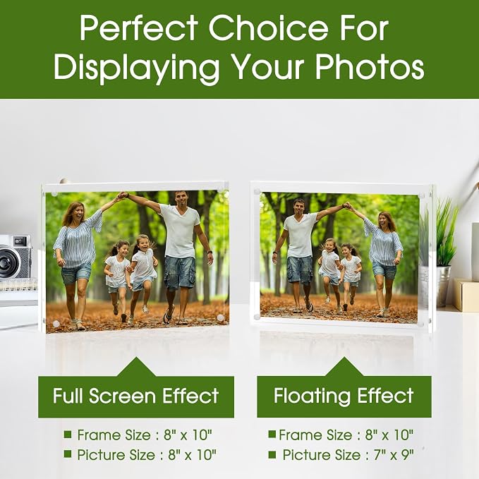 SYNTRIFIC 8x10 Acrylic Frames 5 Pack Clear Lucite Picture Frame Magnetic | Clear Lucite Frames, Stand on Desk, Horizontal and Vertical, Frameless, Floating Effect Photo Display - Image 3