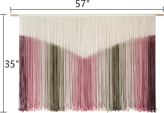 Macrame Wall Hanging Large Scale Tie Dye Yarn Wall Art Home Decor 57"W*35"L | For Bedroom Living Room Wall Art, Modern Home Design, Rustic Decor, Decorative Accent, Feature Wall Decoration - Image 5