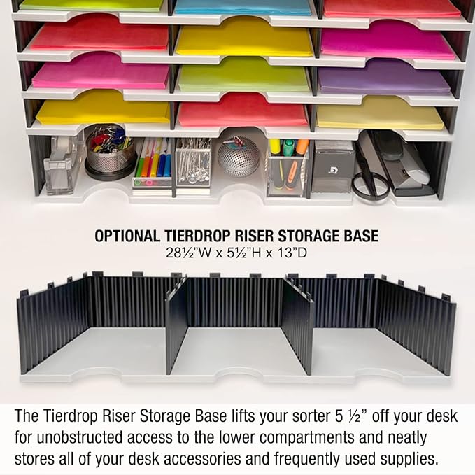 Ultimate Office TierDrop Desktop Organizer, 9 Compartment Sorter, 3-Wide | Sorts documents, forms, mail for office or classroom; modular no-tool assembly design, easily expands with add-on tiers - Image 4