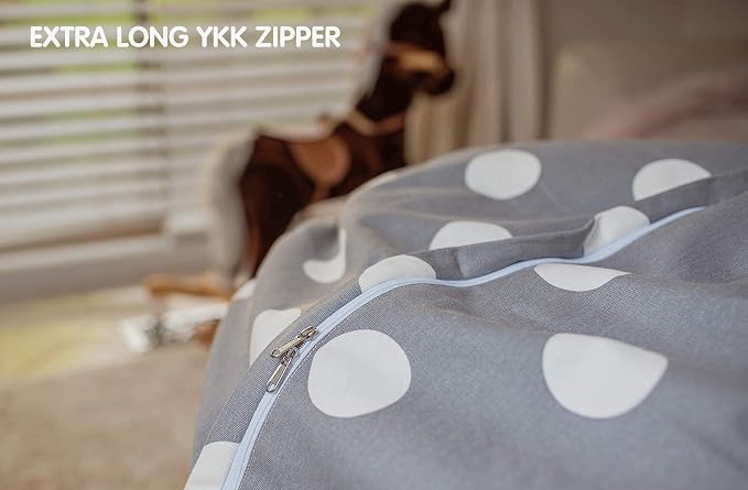 WEKAPO Stuffed Animal Storage Bean Bag Chair Cover for Kids | Stuffable Zipper Beanbag for Organizing Children Plush Toys Large Premium Cotton Canvas (Gray Dot, X-Large) - Image 4
