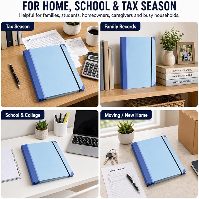2 Pack Document Organizer File Folder, 12 Pockets, A4 Size | String and Button Closure, Elastic Band Security, Multi-Size Storage, Easy Sorting, Portable Design, Home Office and Travel - Image 6