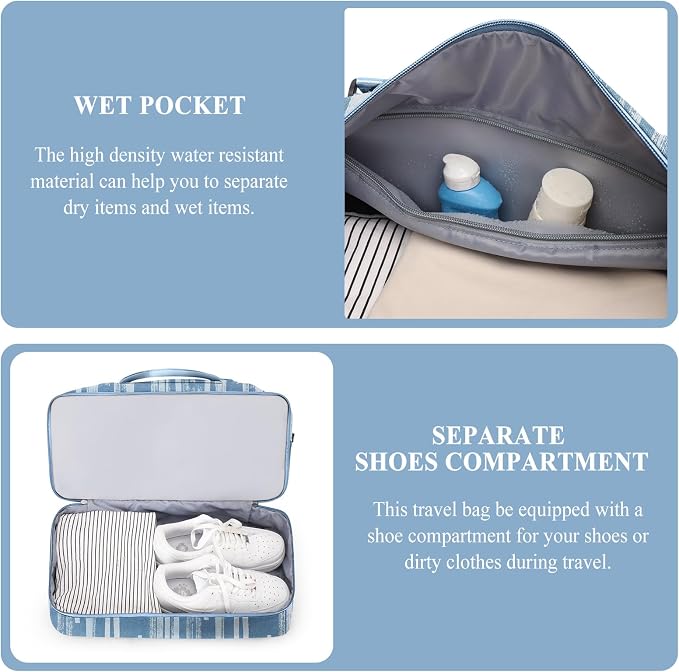 Weekender Bags for Women, Personal Item Travel Bag with Shoes Compartment | Overnight Travel Duffel Bag with Toiletry Bag, Airplane Friendly Carry-On Bag - Image 6
