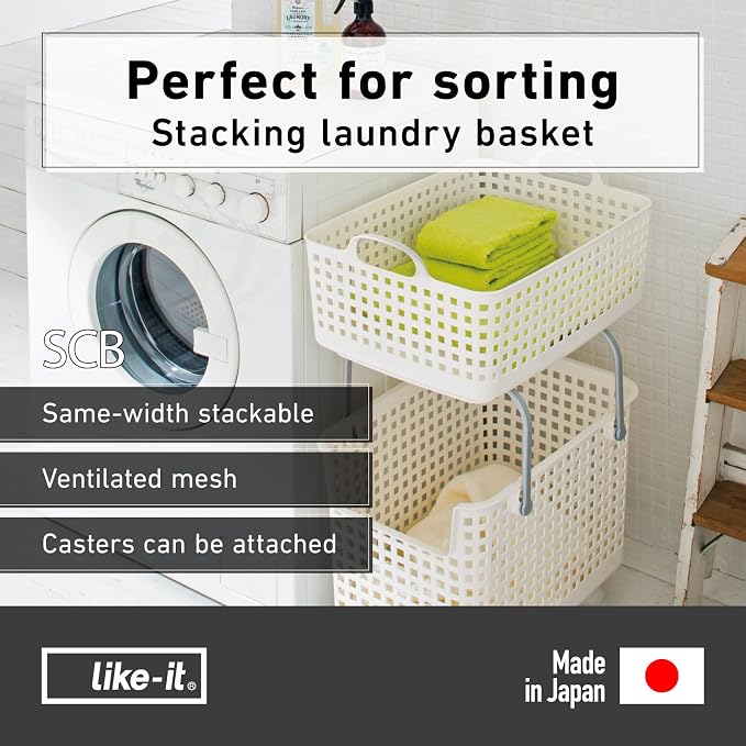 Like-it │SCB-6 │Daily use inside or outside. | Movable handles make it easy to carry around | Portable large basket for kitchen, laundry and kids room | 18.7 x 12.2 x 15.47" | White | 10.57 gal - Image 2
