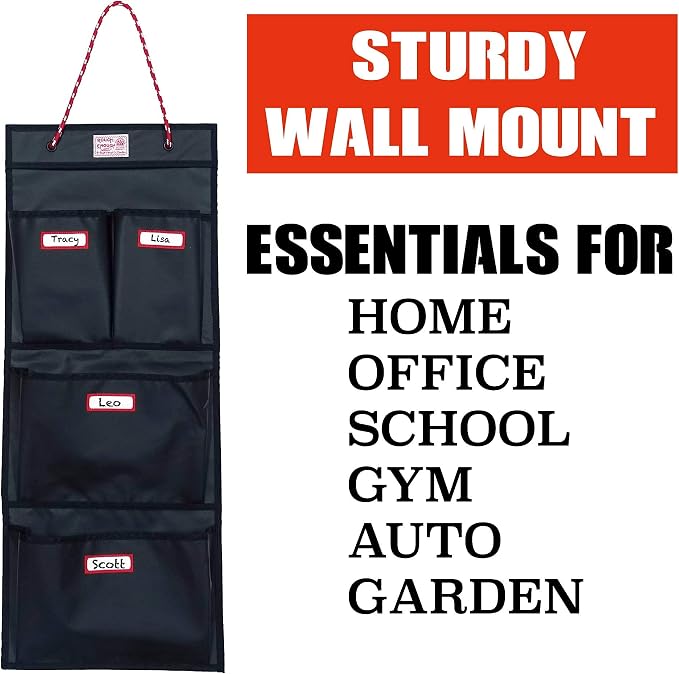 Rough Enough Locker Organizer, 4 Pockets Hanging for Gym Work Wall, Black | Water-Repellent, Heavy Duty Tarpaulin, 27 x 11 Inch, 2 Small + 2 Large Pockets, for Police, Officer, Teacher - Image 3