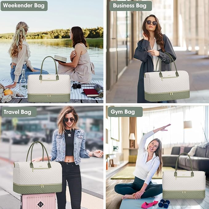 Overnight Weekender Bag for Women: Travel Duffle Bag with Shoe Compartment | 50L Capacity for 7 Day Trip Waterproof Durable Toiletry Bag Wet Pocket for Damp Items Suitable for Weekend Trips Hospital - Image 6