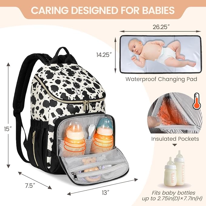 LOVEVOOK Diaper Bag Backpack Large Capacity Baby Bag with Portable Changing Pad, Multifunction Baby Travel Backpack - Image 2
