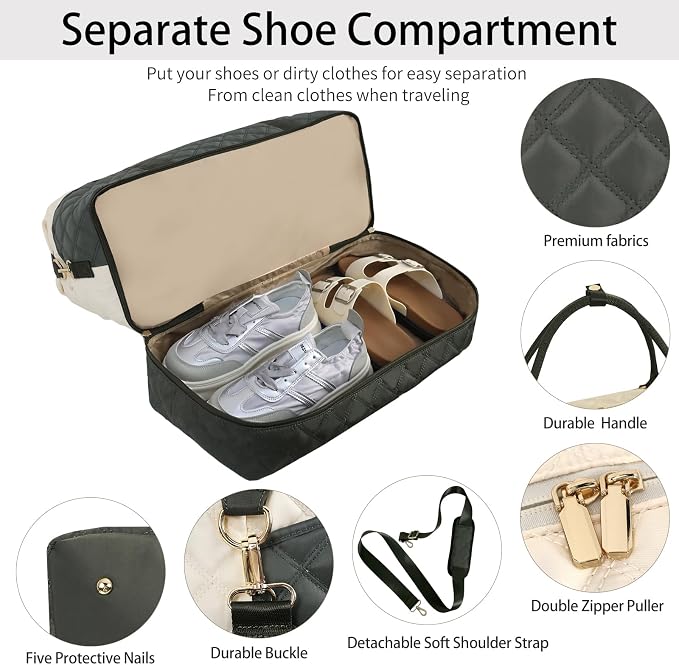 Weekender Bag, Large Travel Duffel Bag for Women, Carry on Overnight Bag with Shoe Compartment and Toiletry Bags - Image 4
