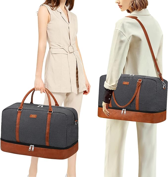 Weekender Bags for Women, 21" Weekender Travel Bag, Travel Duffle Bag with Shoe Compartment Carry on Overnight Duffel Bag for Weekend Travel Business Trip, 3PCS | 3PCS Carry On Overnight Large Duffel Bag with Crossbody Bag and Toiletry Bag for Weekend ... - Image 2