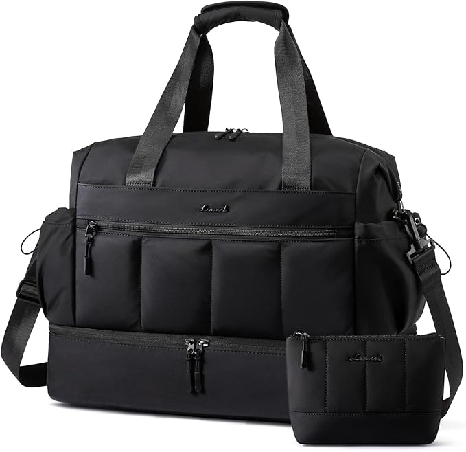 LOVEVOOK Weekender Bags for Women, Travel Duffel Bag, Large Overnight Bags with Shoe Compartment, 38L Carry on Gym Hospital Bag with Wet Pocket, 2 Pcs by LOVEVOOK