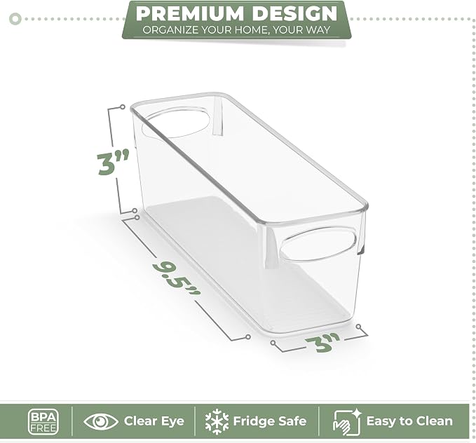 Sorbus Fridge Organizers and Storage, Clear Bins (Small, 10 Pack) | Plastic bin with easy access for cabinets, packaged food, produce and household supplies; contents stay visible for sorting - Image 3
