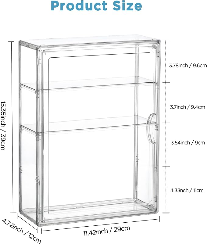 HBlife Baby Bottle Storage Organizer for Countertop Cabinet, 3 Tiers Adjustable Clear Acrylic Bottles Storage Station Case Box Container with 2 Removable Dividers and Magnetic Door, Medium - Image 3