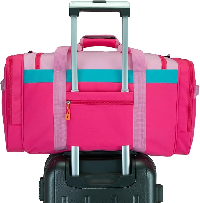 Large Kids Duffle Bag for Travel, Overnight or Weekend,Pink Rose | Roomy Size: 22.0"L x 12.0" H x 12.0"W, Made of Thick Polyester Fabric - Image 3